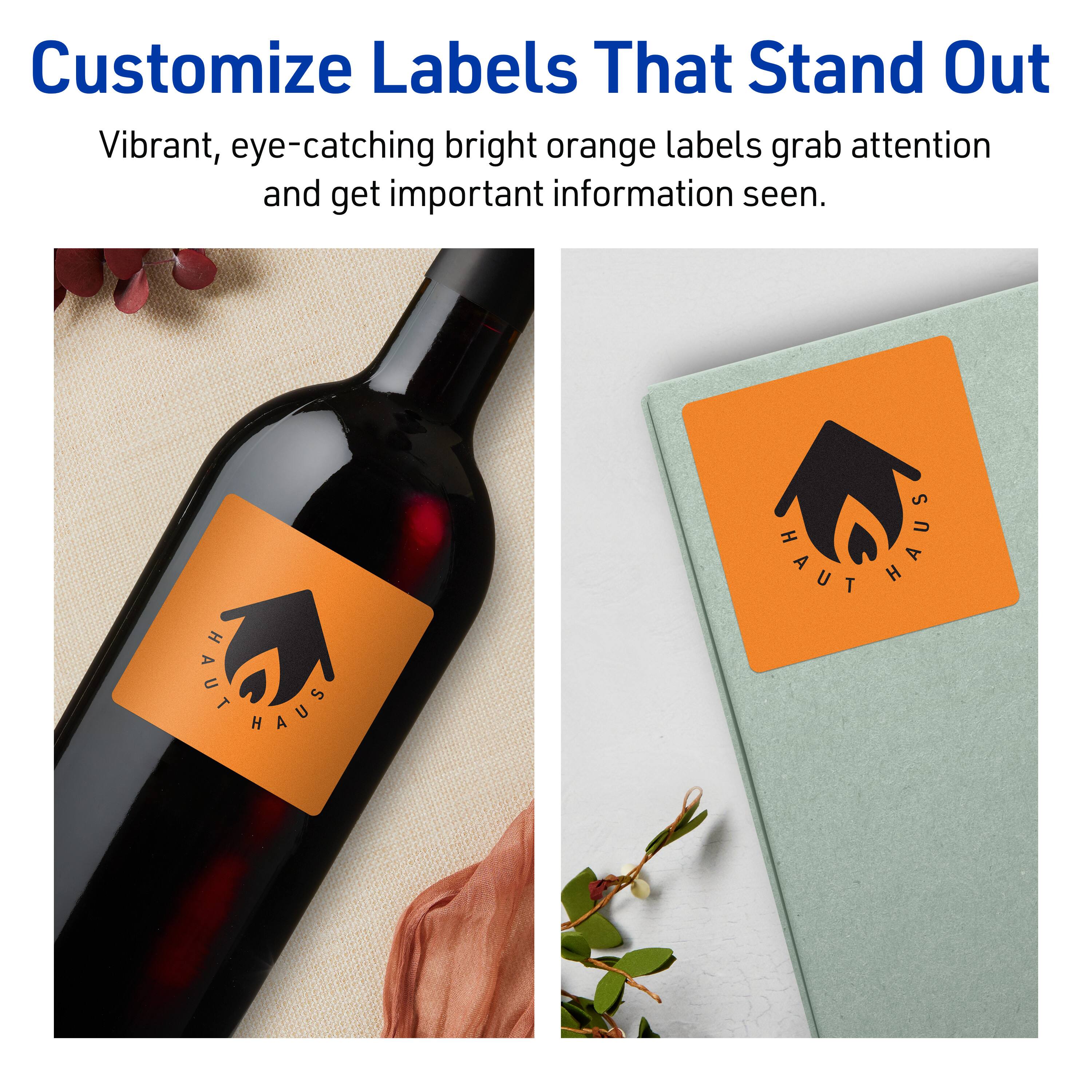 Customize Labels That Stand Out

Vibrant, eye-catching bright orange labels grab attention and get important information seen.

HAUT HAUS