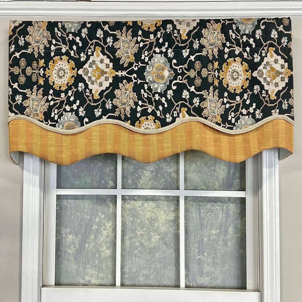 Angle. RLF Home - RLF Home Centennial Glory Window Treatment Valance 3" Rod Pocket 50" x 16" Cobalt Blue - Cobalt blue.