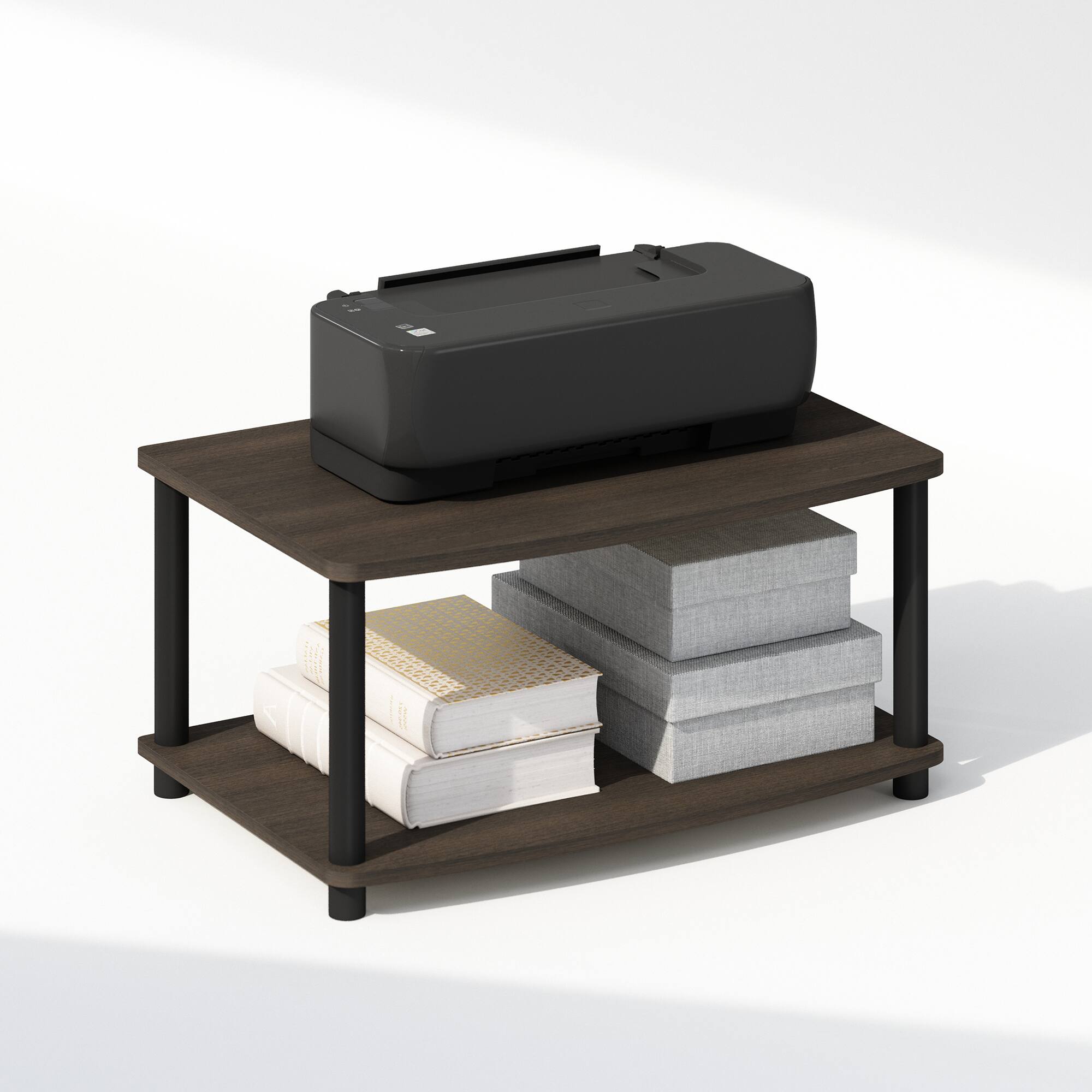 Alt View 3. Furinno - Turn-N-Tube 2-Tier Multipurpose Printer Stand Display & Storage Shelf.