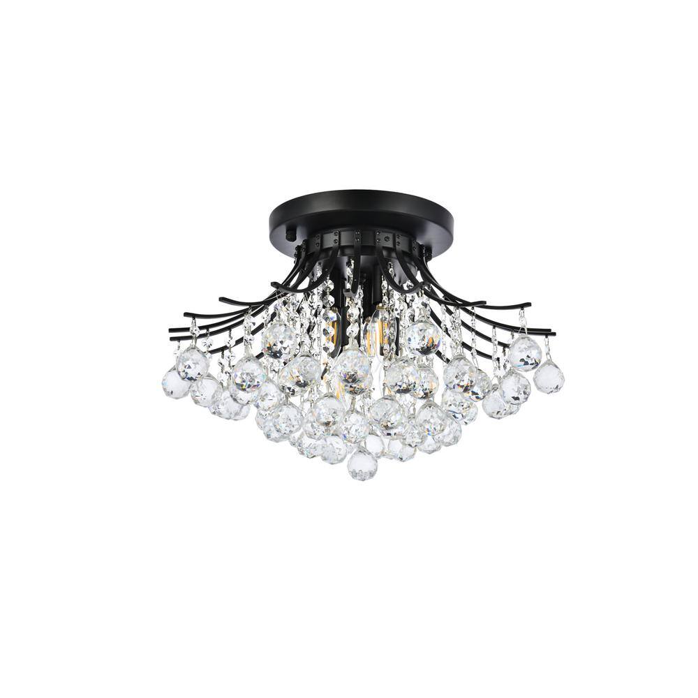 Back. Elegant Lighting - Toureg 19 inch black flush mount - Black And Clear.