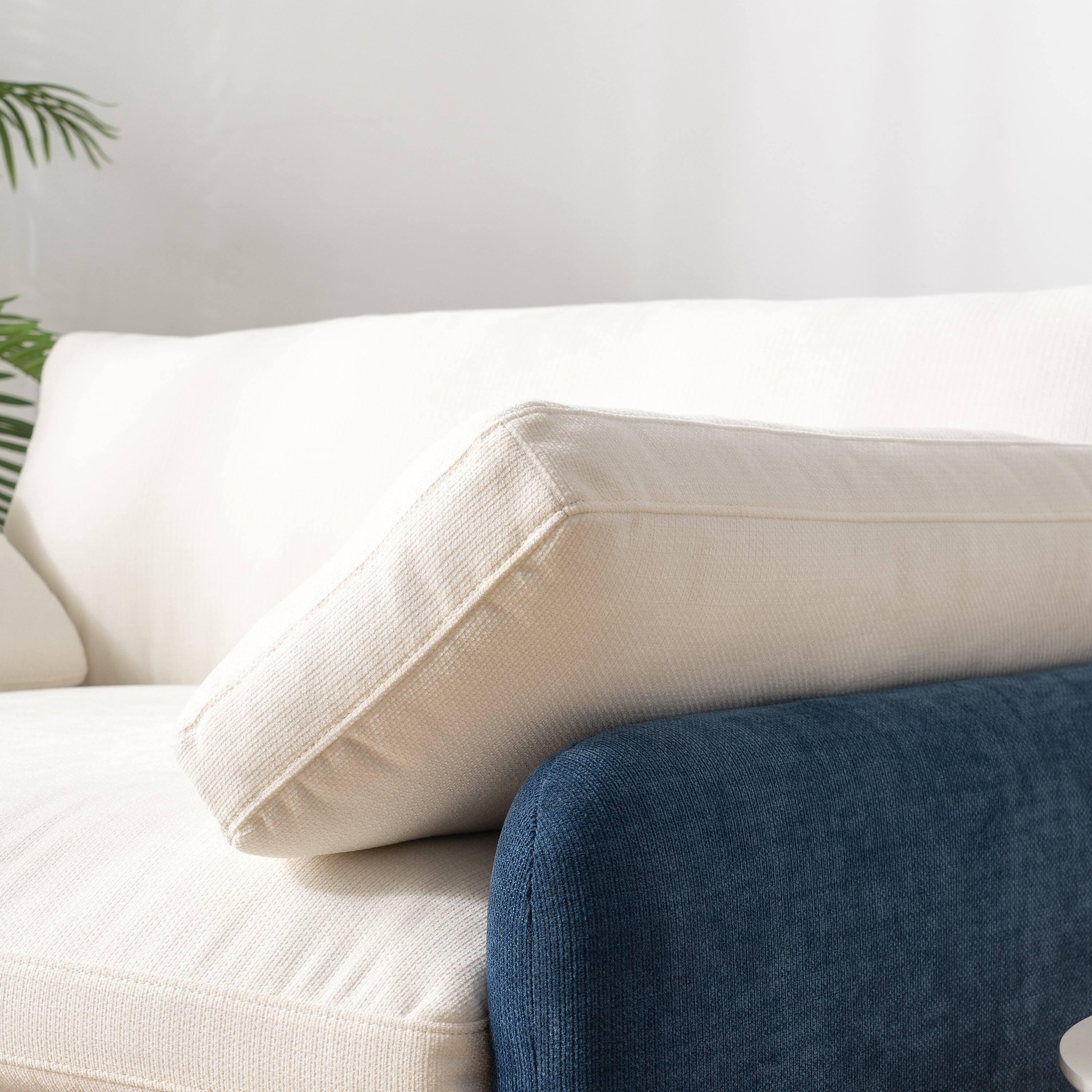 Alt View 9. Boyel Living - 50x43 Inch Oversized Chenille Single Sofa Chair Wide Deep Seat Color Blocking Armchair with Pillows Cream Blue - White.