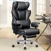 Front. KERDOM - Ergonomic Large Executive Leather Office Chair with Footrest Soft Lumbar Pillow, Lifting Arms Wide Seat for Home - Black.