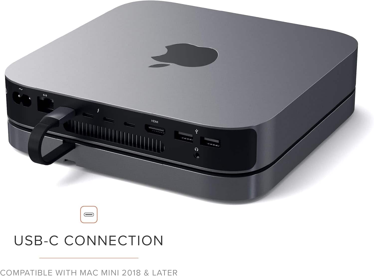 The text on the image reads "USB-C Connection Compatible with Mac Mini 2018 & Later."