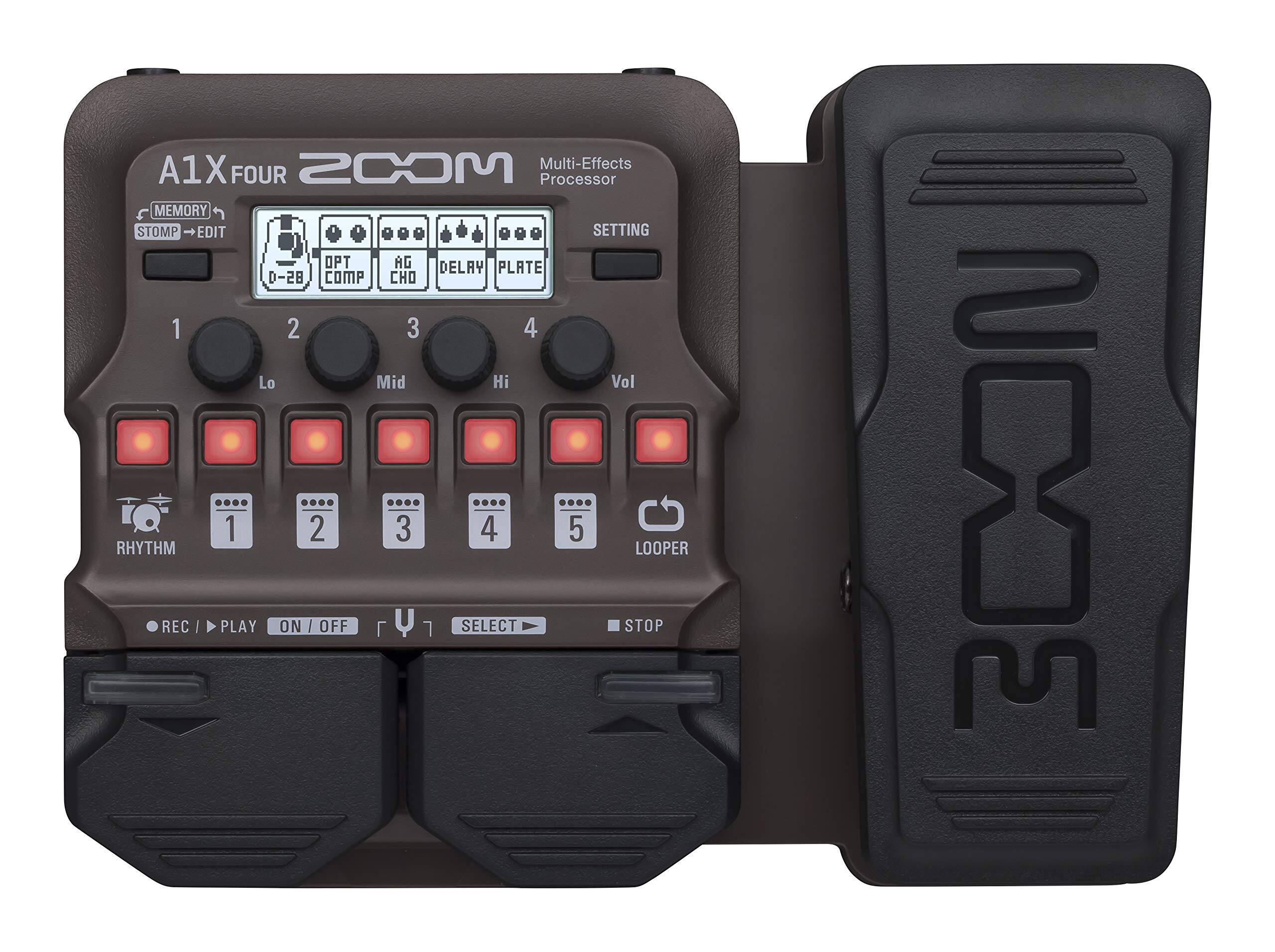 A1X FOUR 20X Multi-Effects Processor MEMORY STOMP EDIT SETTING AG DELAY PLATE 85-0 COMP CHO 1 2 3 4 Lo Mid Hi Vol 1 2 3 4 5 RHYTHM LOOPER REC/ PLAY ON / OFF Y SELECT STOP