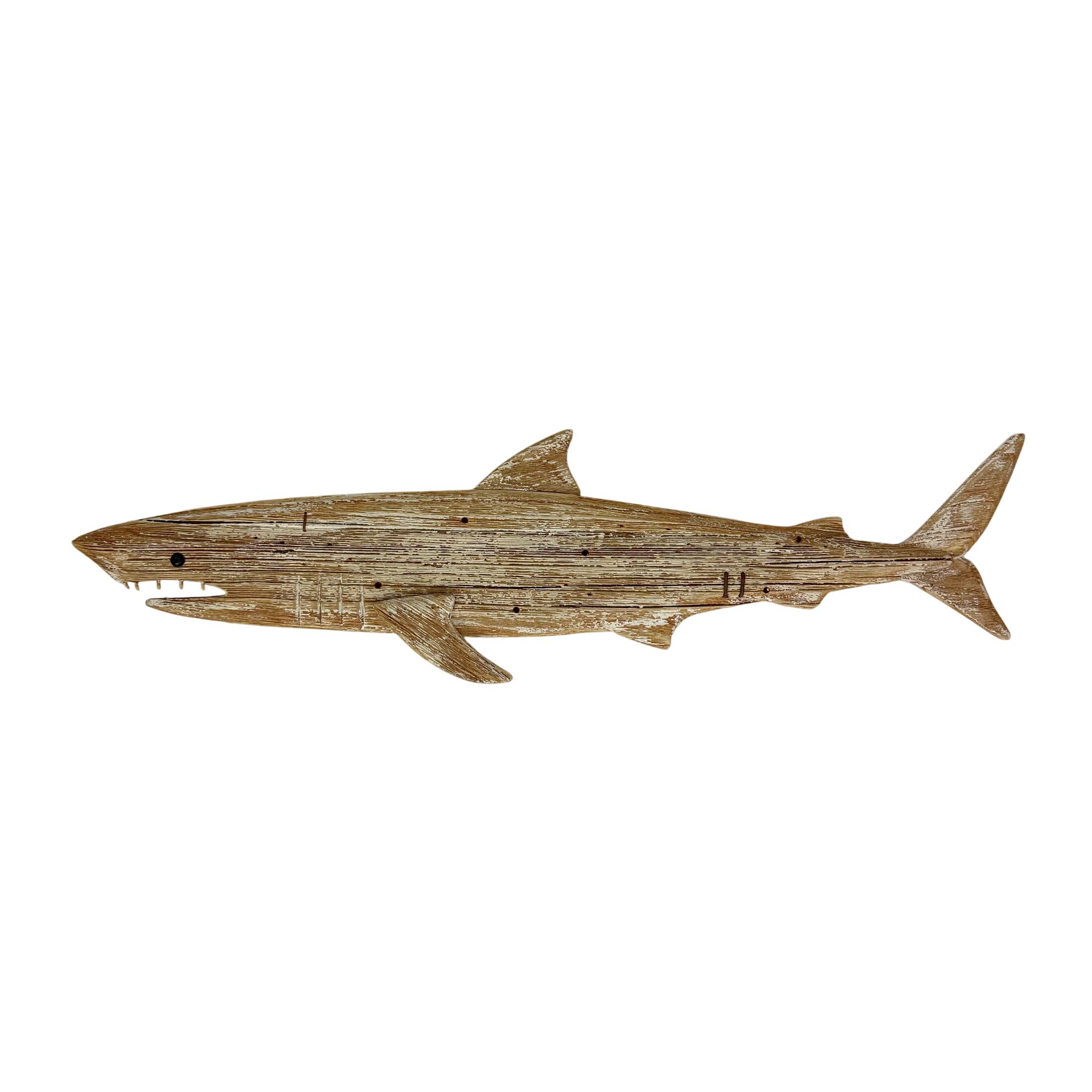 Front. Things2Die4 - Things2die4 Rustic Wood Shark Wall Decor 31 Inch Long Coastal Wall Art - Natural.