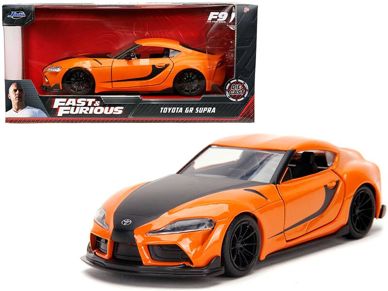 Toyota GR Supra Stripes "Fast & Furious 9 F9" (2021) Movie 1/32 Diecast Model Car by Jada - Orange With Black