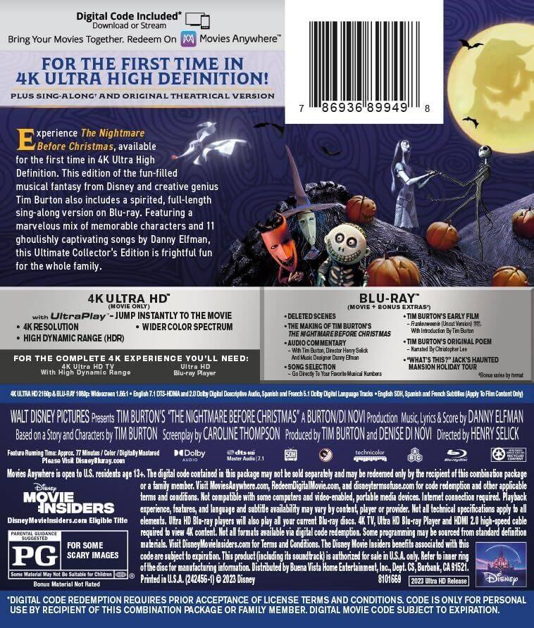 Alt View 1. The Nightmare Before Christmas   - 4K Blu-Ray.