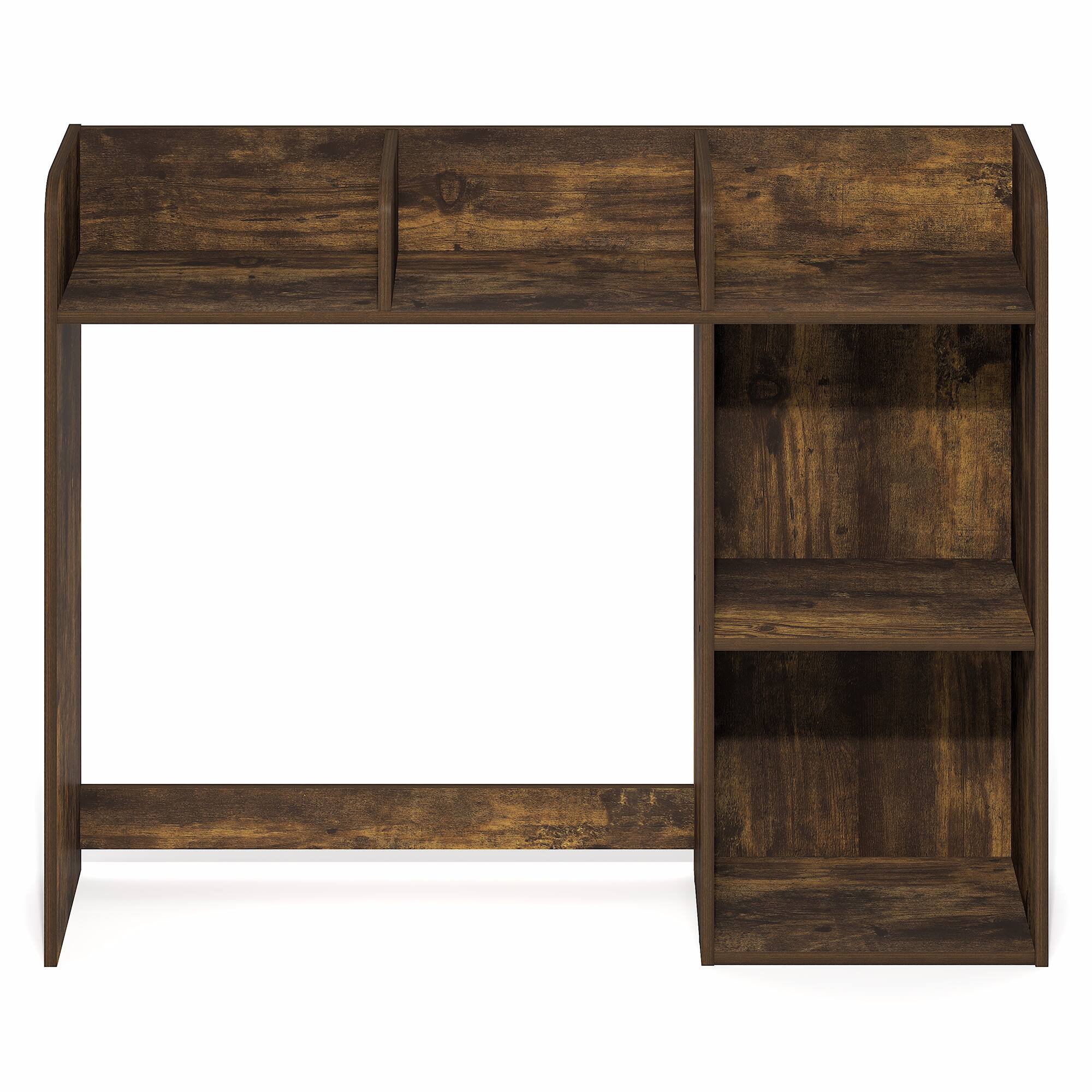 Alt View 6. Furinno - BASIC 5-Shelf Desktop Hutch, Desk Shelf, Book Shelf, Desk Organzier, for Office Supplies, Office Desk Accessories - Amber Pine.