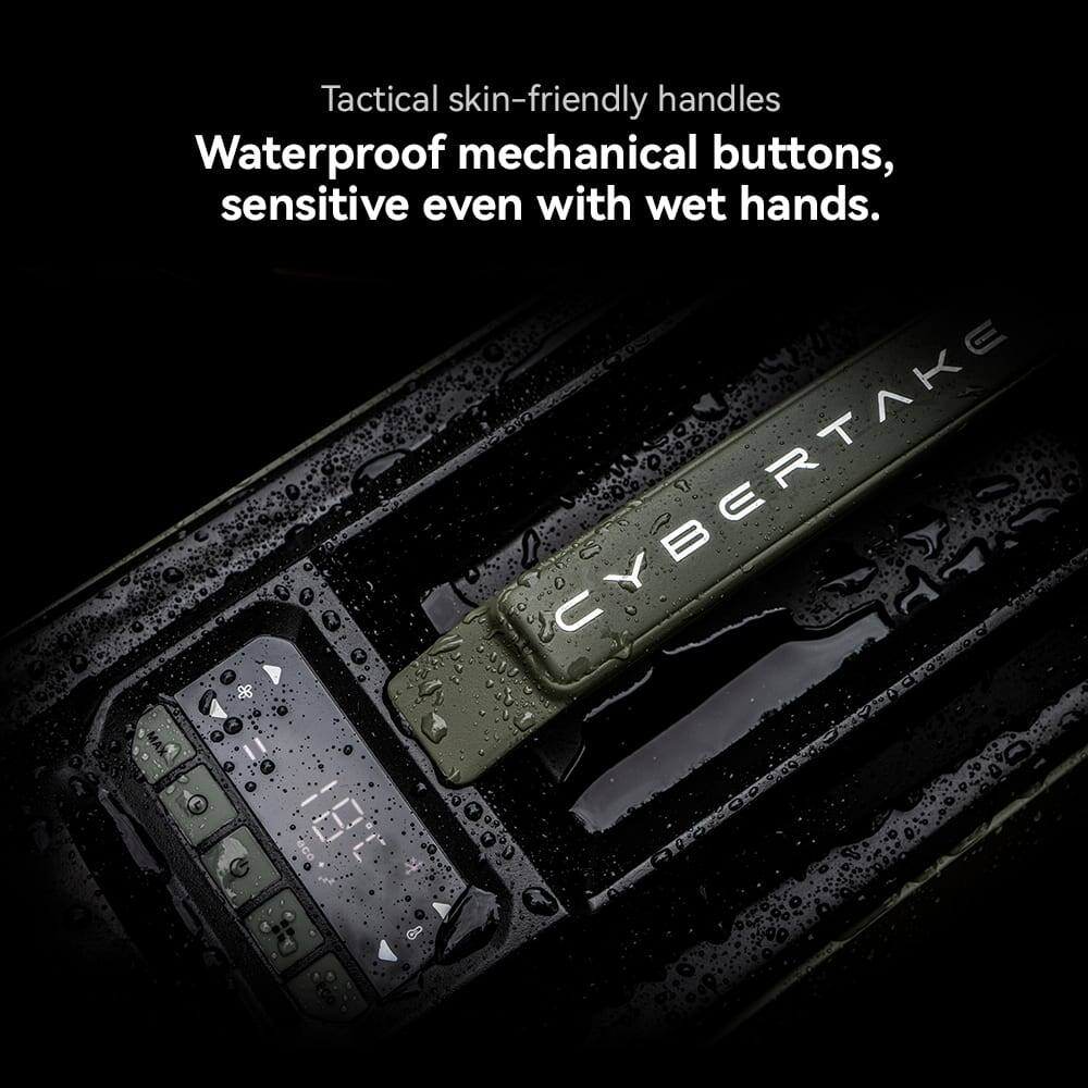 Tactical skin-friendly handles  
Waterproof mechanical buttons, sensitive even with wet hands.  
CYBERTAKE