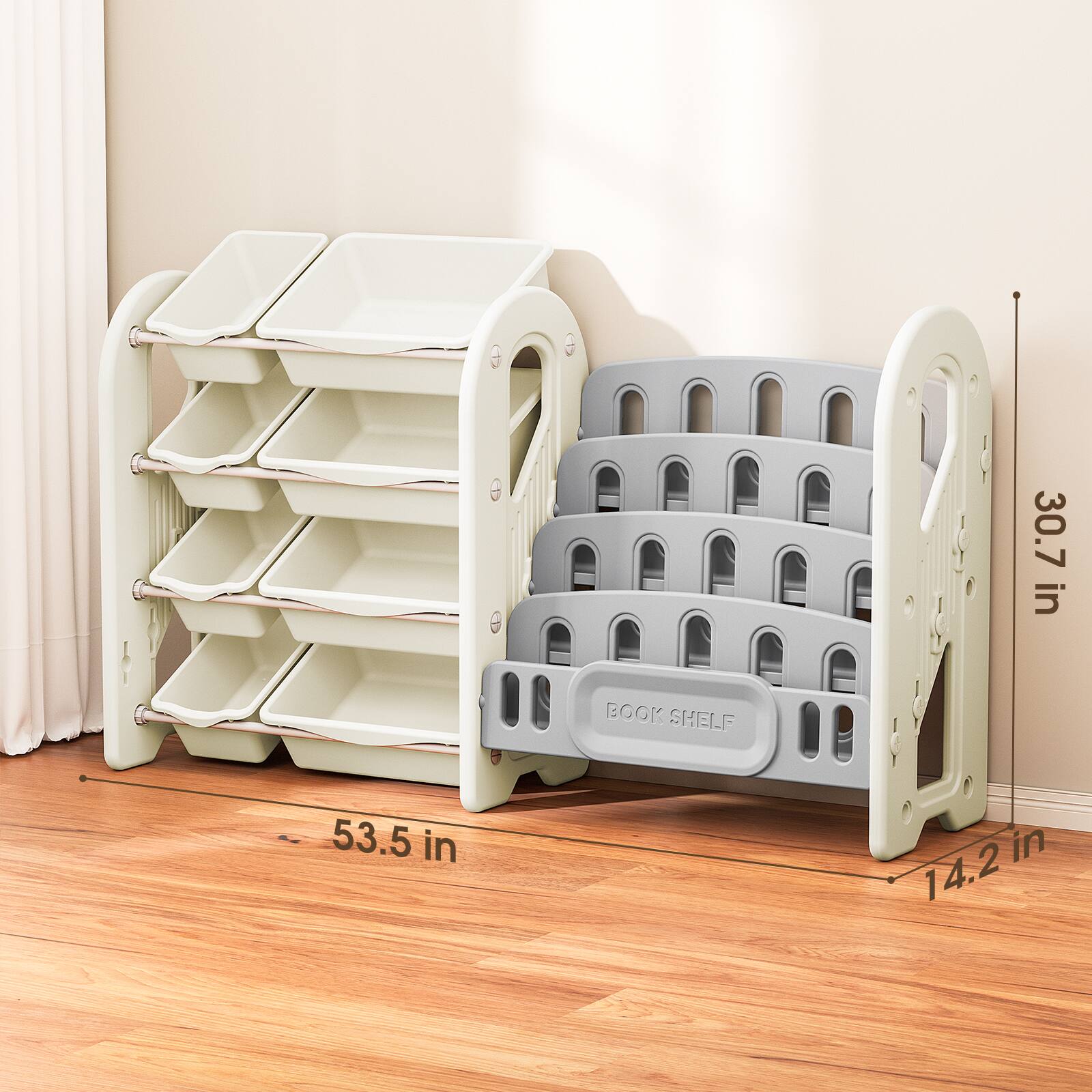 30.7 in  
53.5 in  
14.2 in  

BOOK SHELF