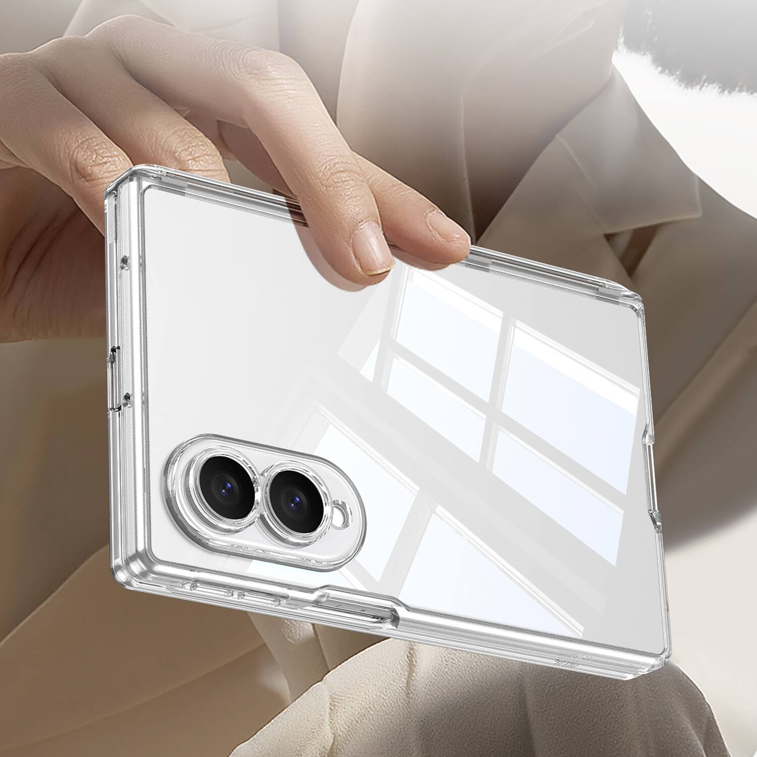 Alt View 4. Dteck - Hinge Protection Case for Samsung Galaxy Z Fold8 with Built-in Screen Protector,Slim Shock-Absorbent Rugged Clear Cover - Clear.