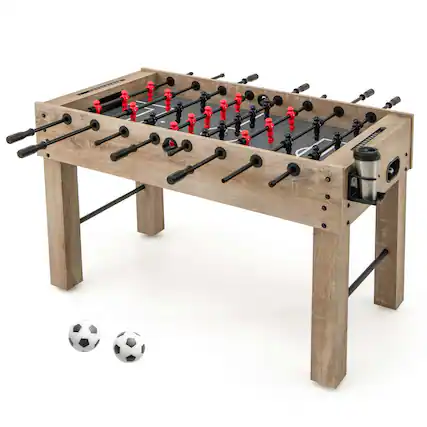 Front. Costway - Costway 54 Inches Full Size Foosball Table with Legs 2 Balls & 2 Foldable Cup Holders - Natural.