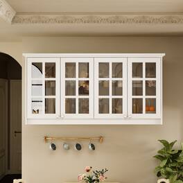 Famapy - Wall - Mounted Credenzas Cabinet: Grid - Glass Doors Multi - Room Use - White