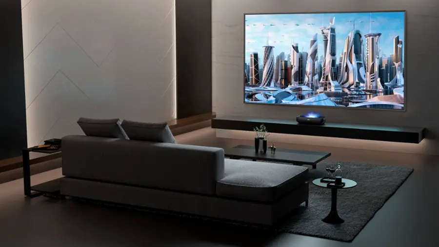Alt View 14. Hisense - L9H Laser TV TriChroma UST Projector with INCLUDED 100" ALR Screen, 4K UHD, 3000 Lumens, Dolby Vision & Atmos, Google TV - Black.