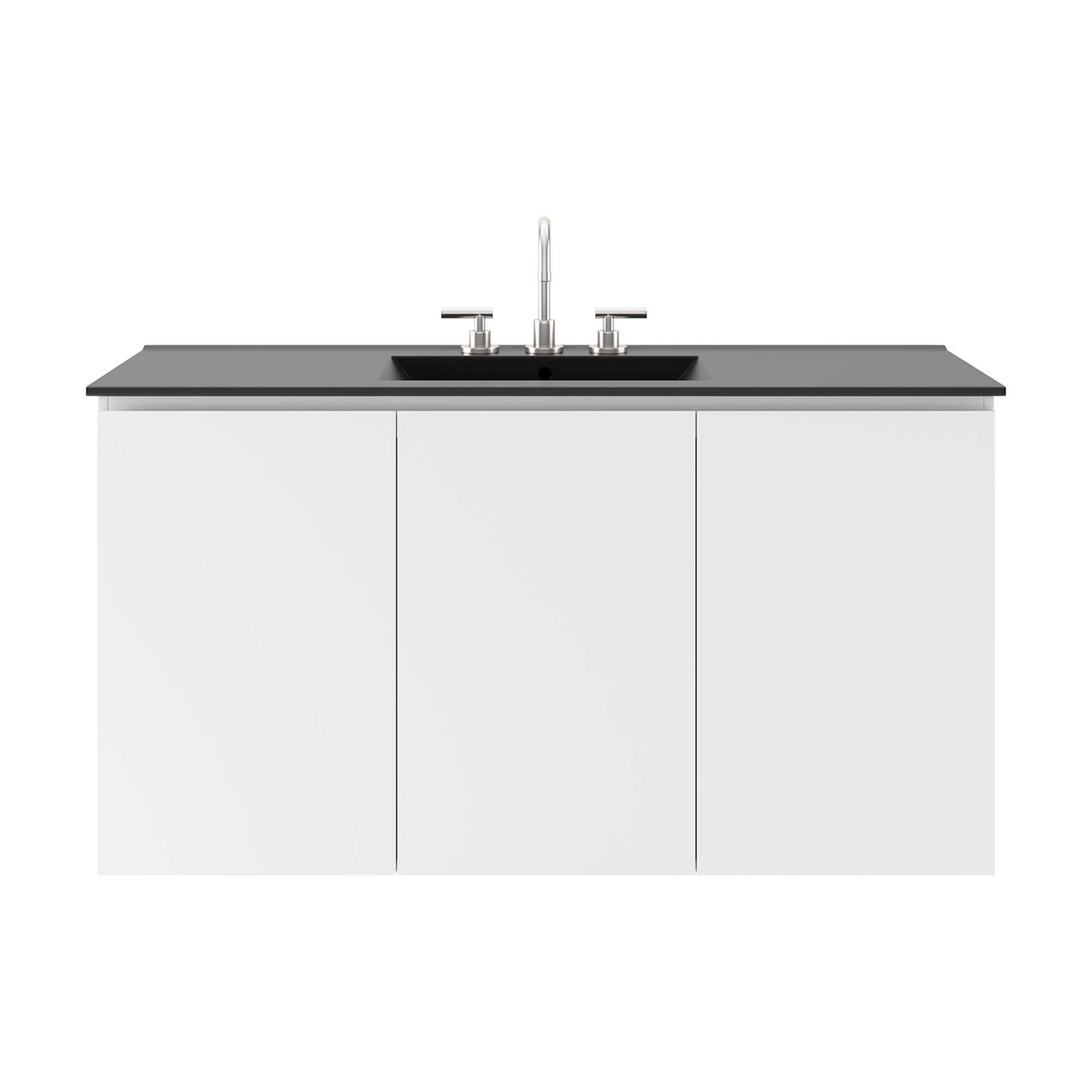 Alt View 3. Modway - Bryn Wall-Mount Bathroom Vanity Basin Included - White Black.