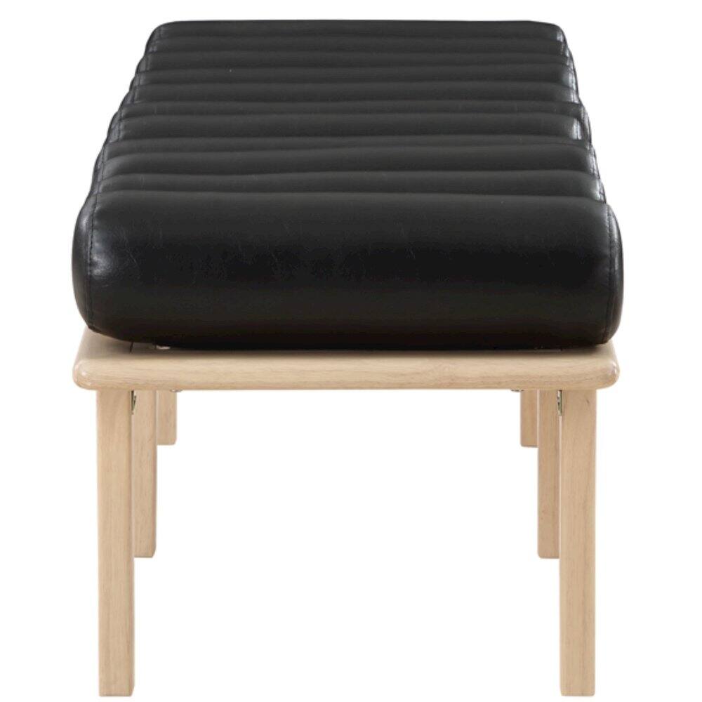 Alt View 4. Meridian Furniture - Landon Black Vegan Leather Bench - Black.
