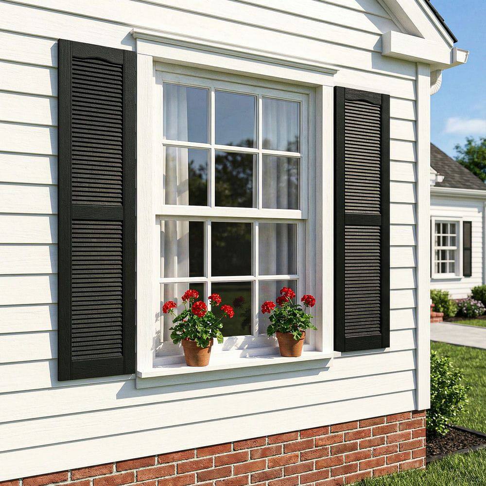 Alt View 7. Kadyn - Decorative Faux Shutters, Sturdy, Hassle-Free Design for Indoor & Outdoor Use, 14"x51", Black - Black.