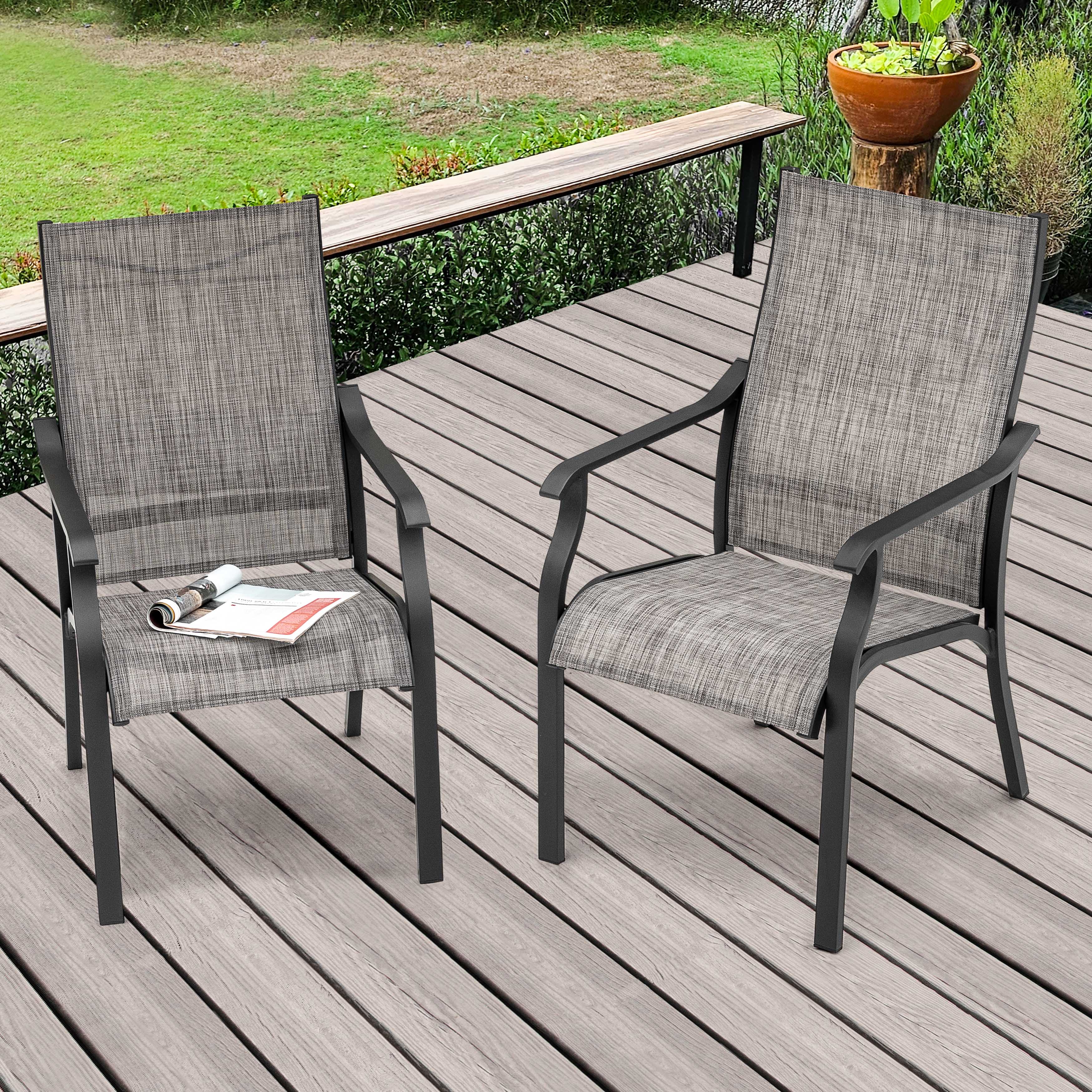 Alt View 10. Nuu Garden - Outdoor 2-Piece Textilene Dining Chairs with Aluminum Frame - Grayish Brown.