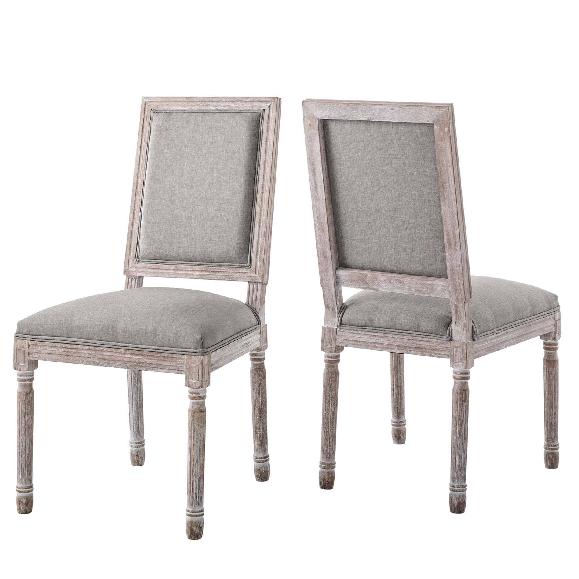 Angle. Modway - Court Upholstered Fabric Dining Side Chair Set of 2 by Modway - Light Gray.