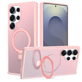 Dteck - Magnetic Case For Samsung Galaxy S26 Ultra Slim Shockproof Matte Frosted Ring Kickstand Magnetic Cover Women Men - Pink