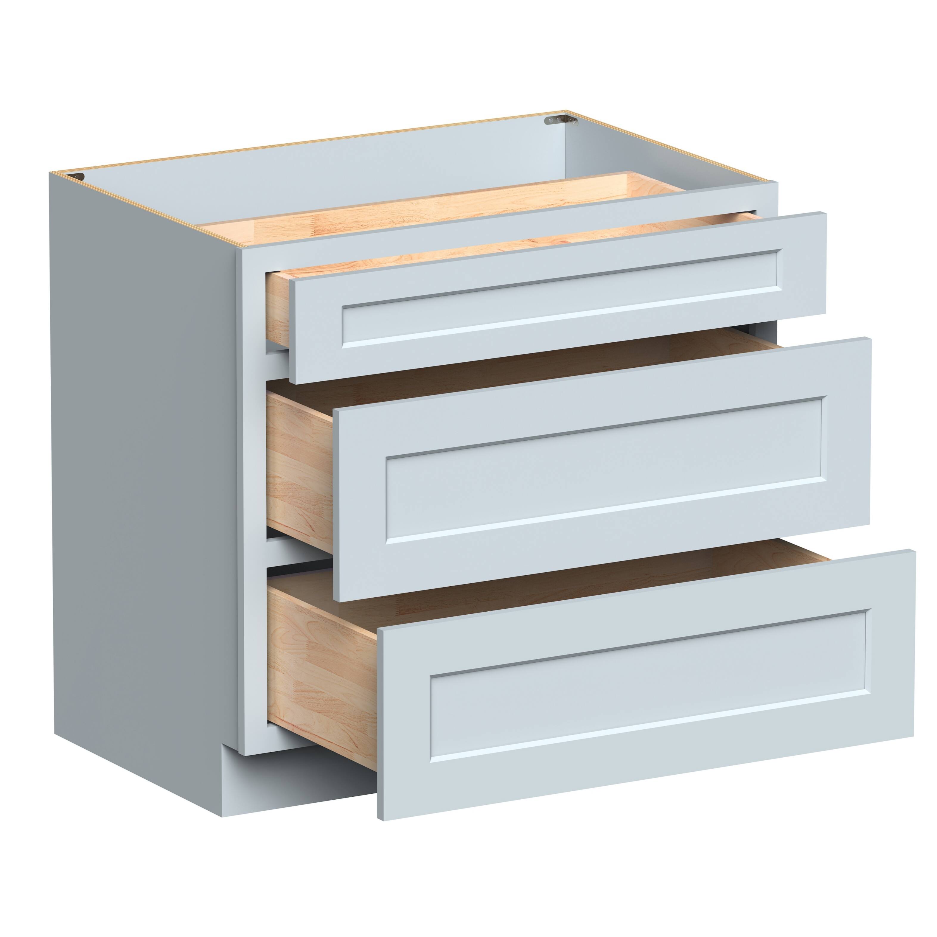 Alt View 2. Boyel Living - Dove Gray Drawer Base Cabinets 34.5.Wx24in.H Ready to Assemble Kitchen Cabinets 3Drawers - DOVE GRAY.