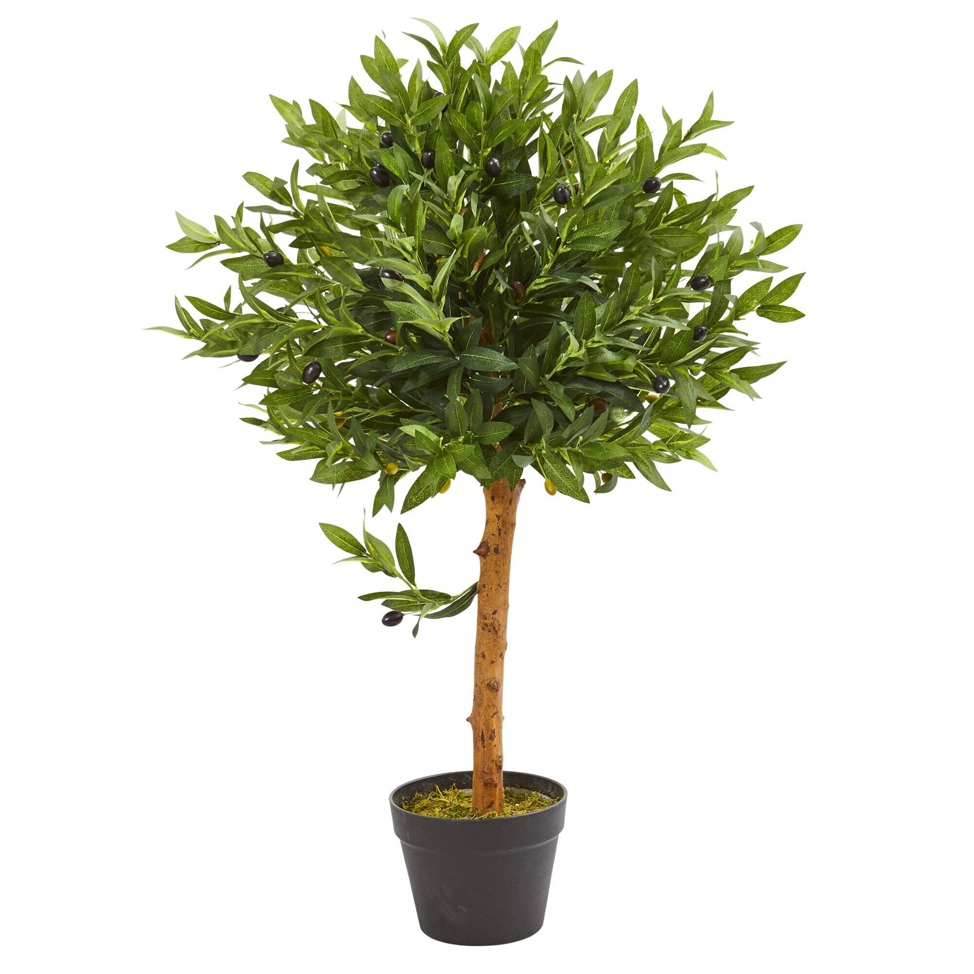 Front. BreeBe - 34" Olive Topiary Tree UV Resistant (Indoor/Outdoor) - Green.