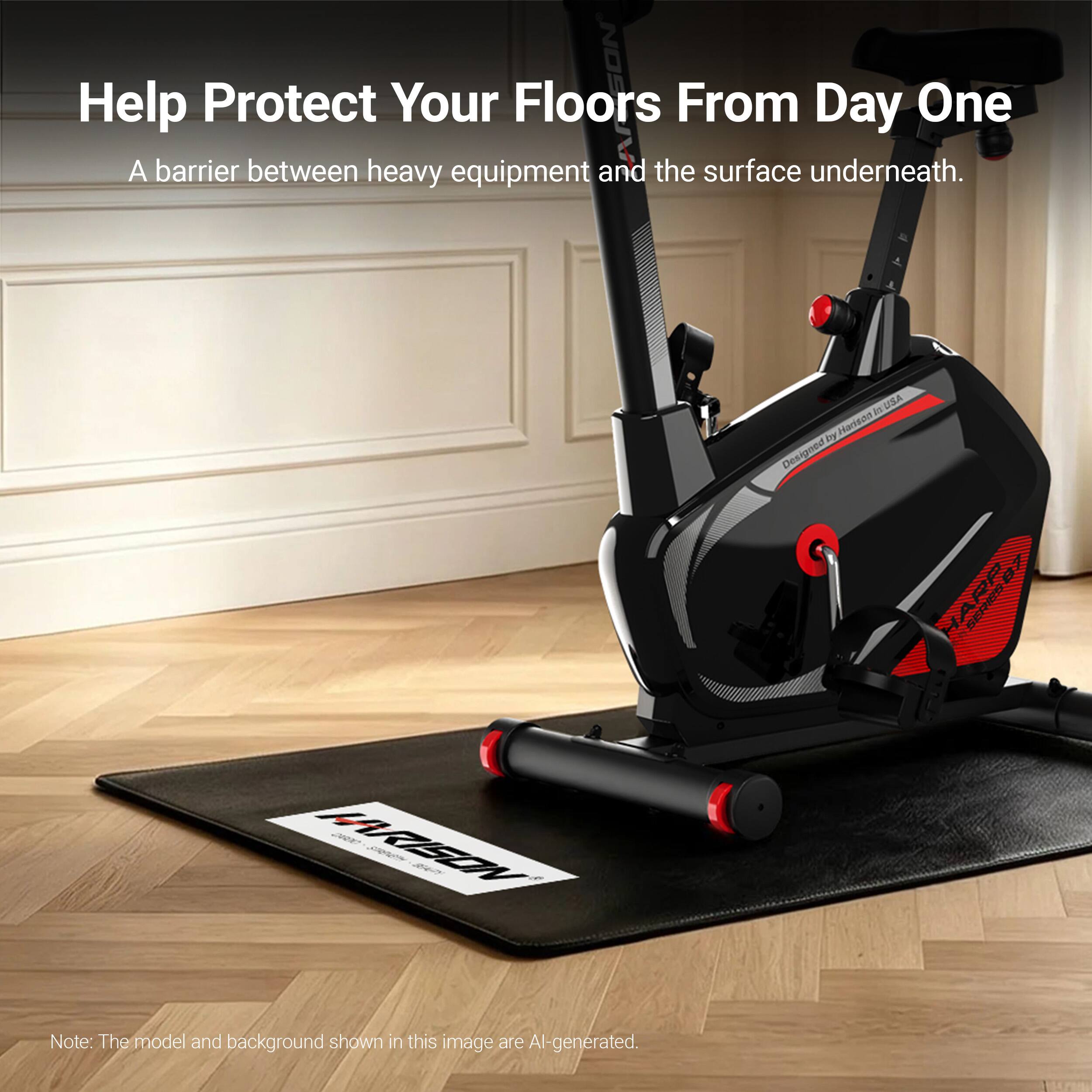 Help Protect Your Floors From Day One  
A barrier between heavy equipment and the surface underneath.  

in USA by Harrison  
Designed  
HARISON  

Note: The model and background shown in this image are AI-generated.