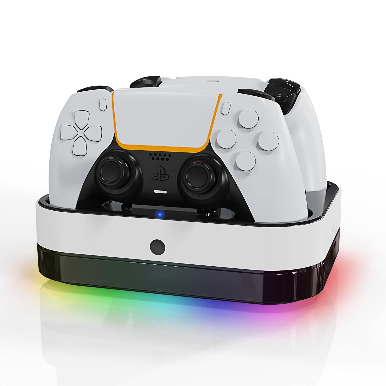 Cluzine - For PS5 Wireless Controller Contact Charging Dock Dual Charging Station with RGB Light