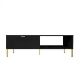 Boyel Living - 47. 24 in Rectangle MDF Coffee Table Modern Accent Table with 2 Drawers and storage - Black