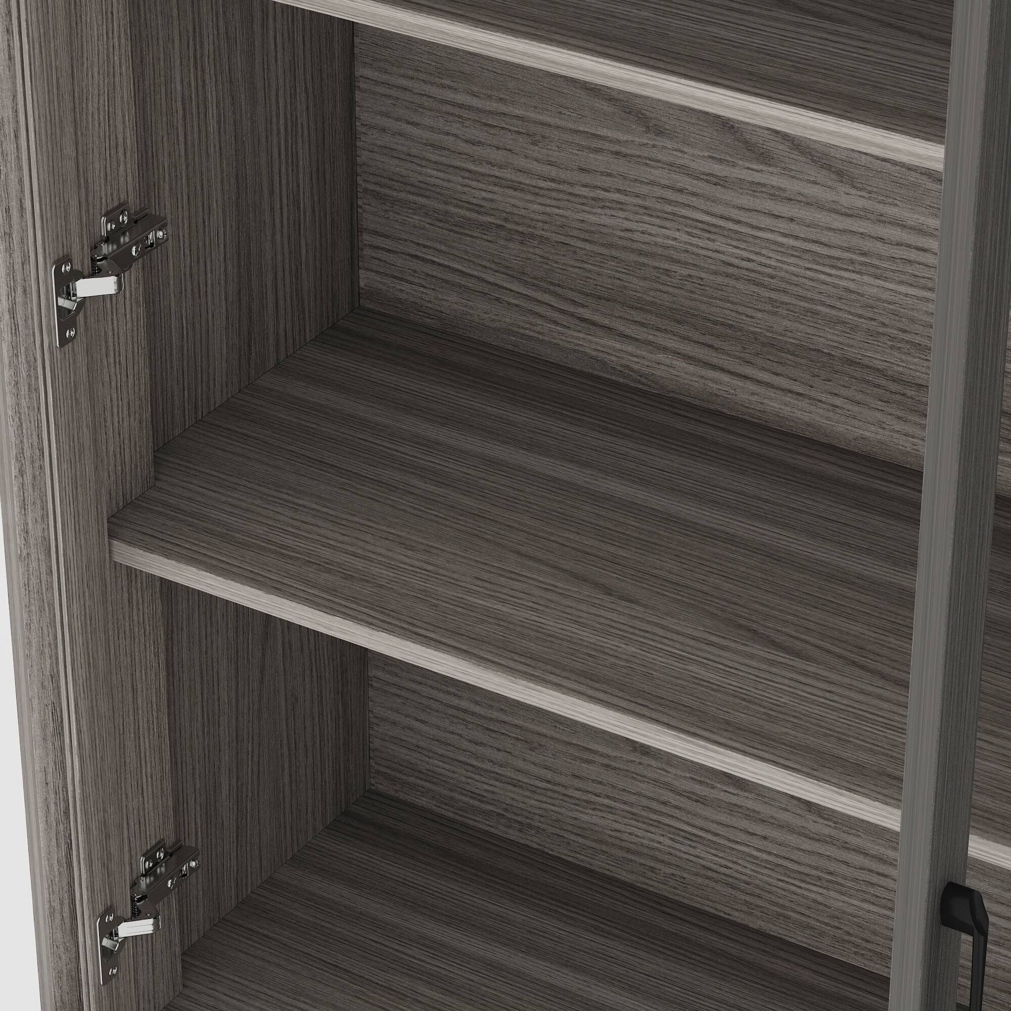 Alt View 4. FUFU & GAGA - Modern Grey Curio Cabinet with Glass Doors & Drawers, Dining Room Sideboard for Wine Glasses Storage, Anti-Tip - Gray.