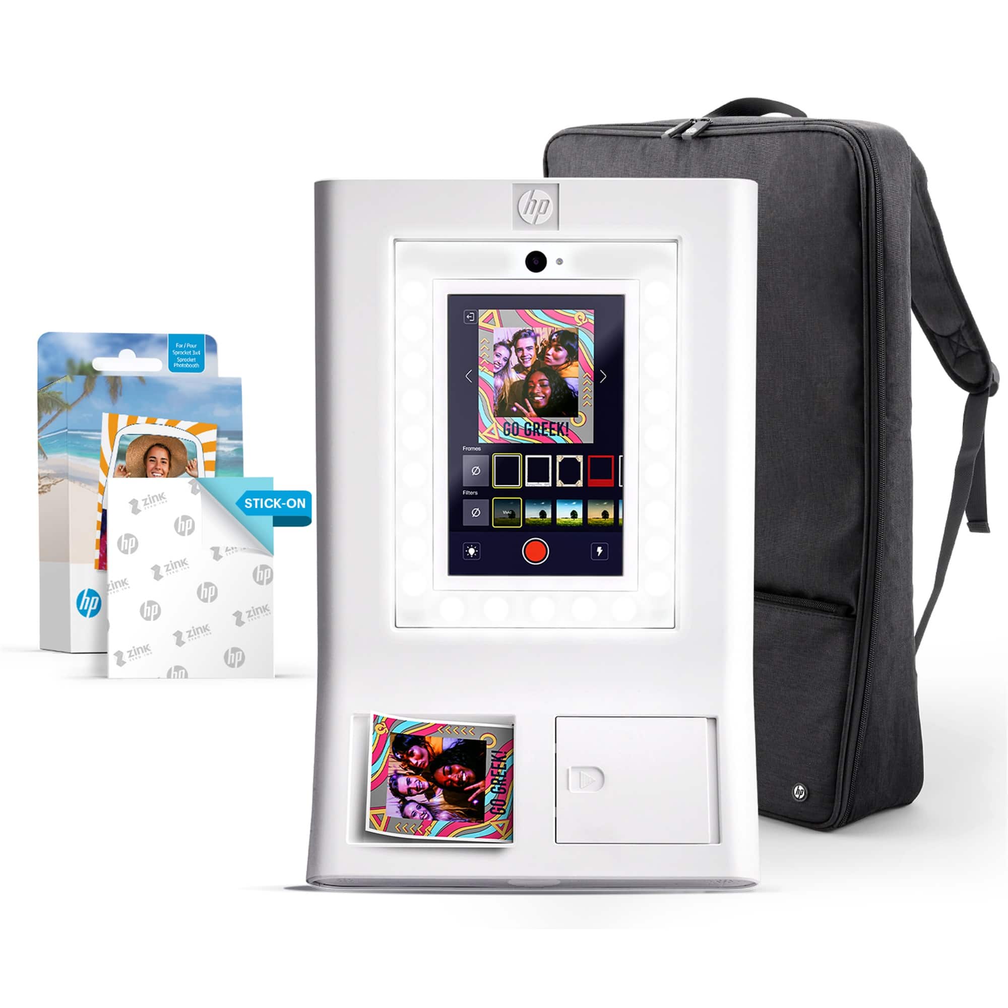 HP - Sprocket Photobooth 3x4 Printer 100 Zink Paper & Carrying Case - White