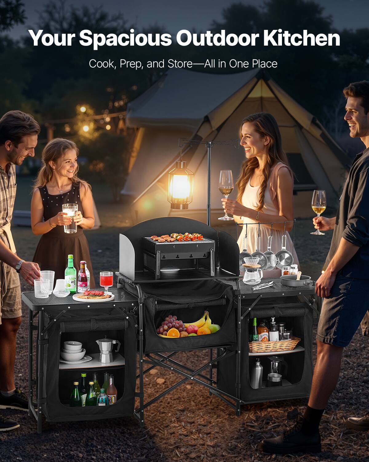 Your Spacious Outdoor Kitchen
Cook, Prep, and Store—All in One Place