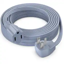 Maximm - Extension Cord Heavy Duty (20 Ft) Flat Wire 3-Prong Flat Plug, 14 AWG Power Cord - UL Certified - Gray