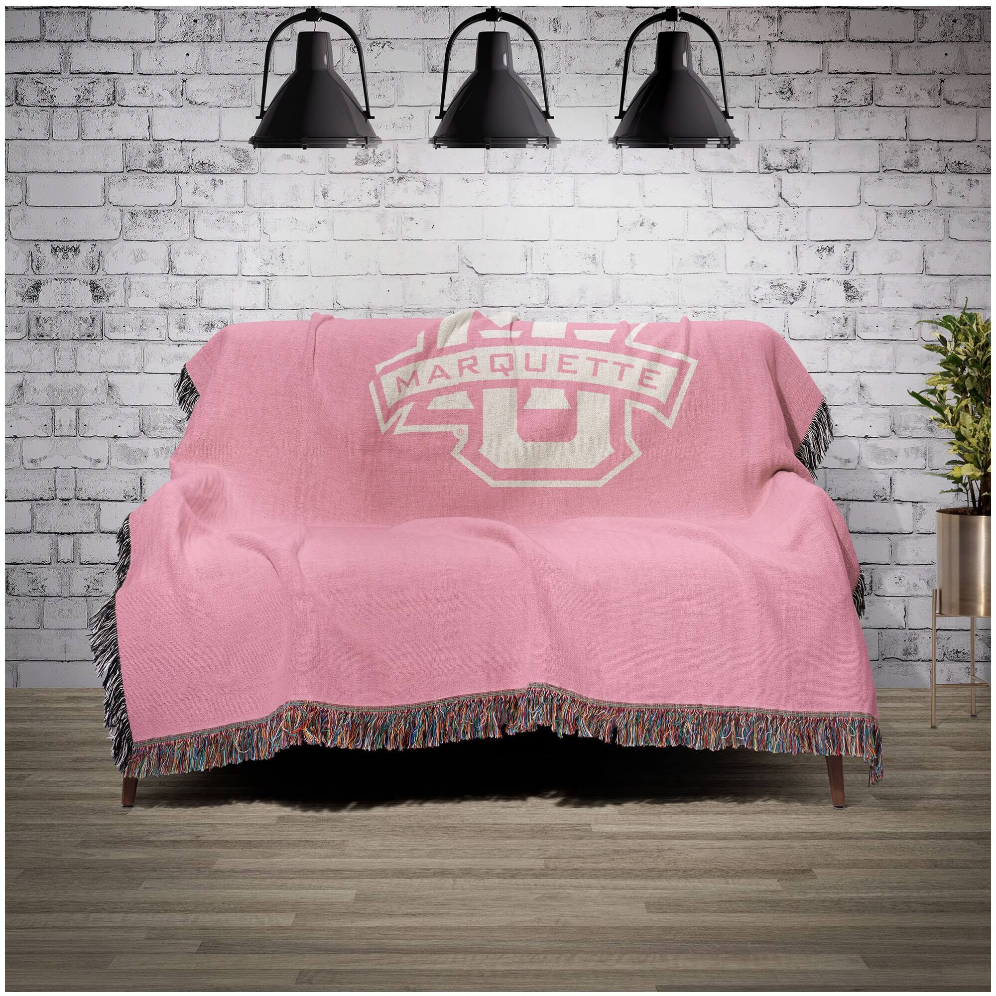 Alt View 1. Chad & Jake - Marquette Golden Eagles Woven Blanket - Pink.