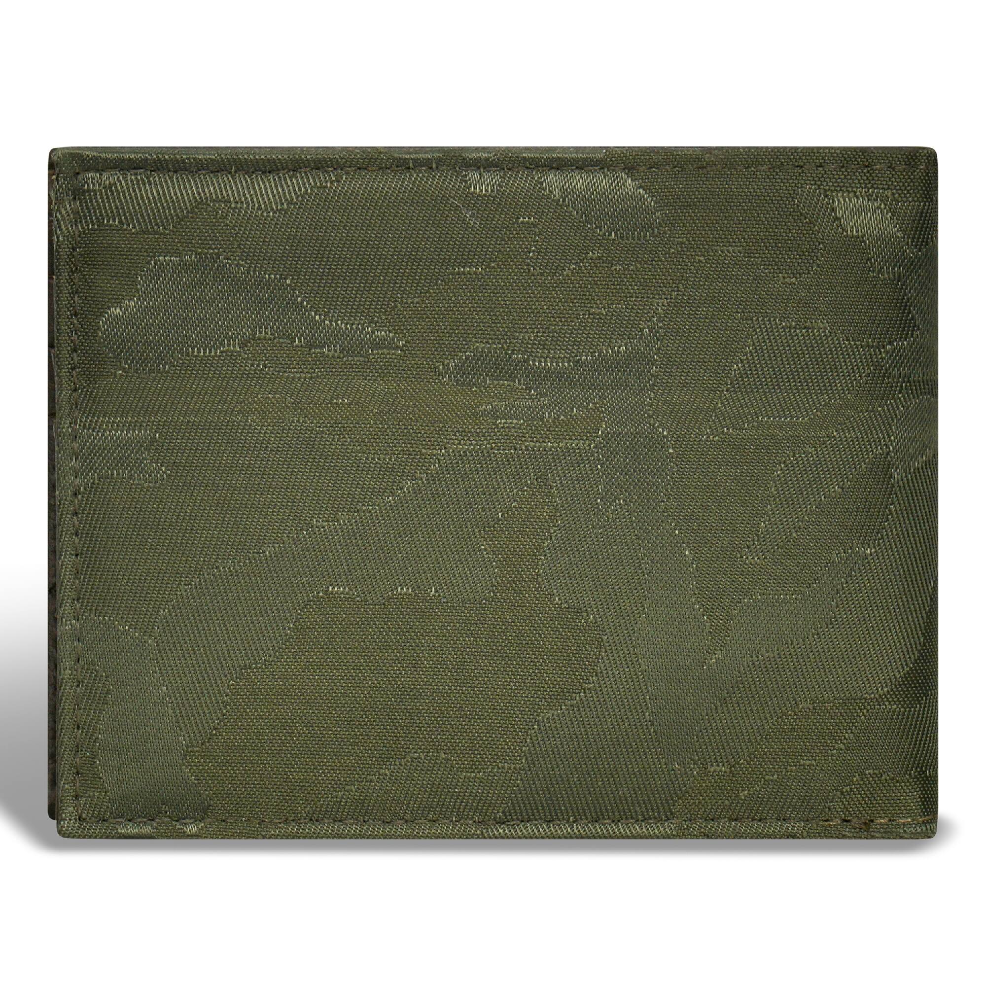 Left. Champs - Camo Collection Leather Bi-Fold Wallet - Green.