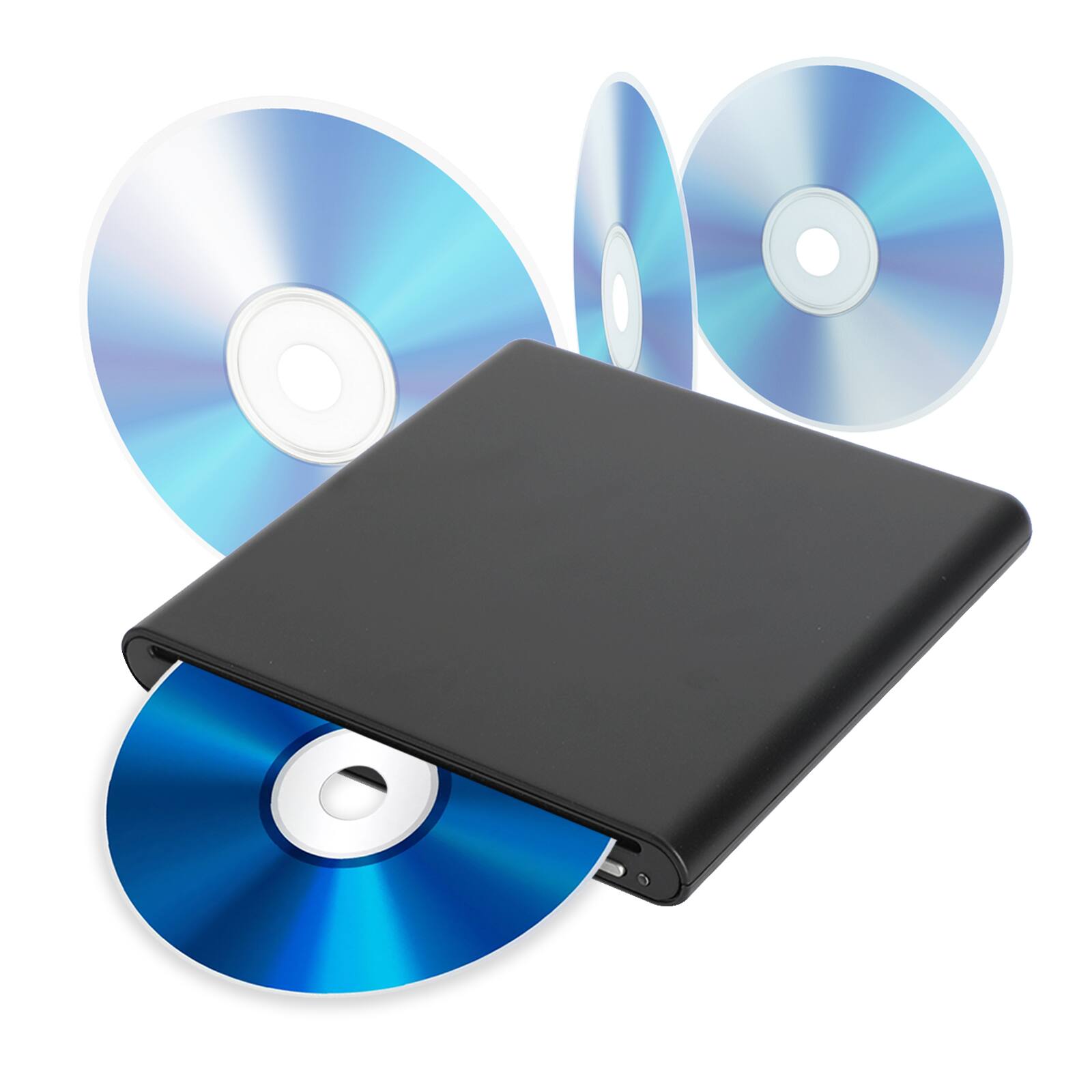 Left. Topteng - 6X USB 3.0 External Blu-ray Burner - Slot-in BD/DVD/CD RW Writer, Plug & Play, 3D Playback for Laptop & Mac - Black.