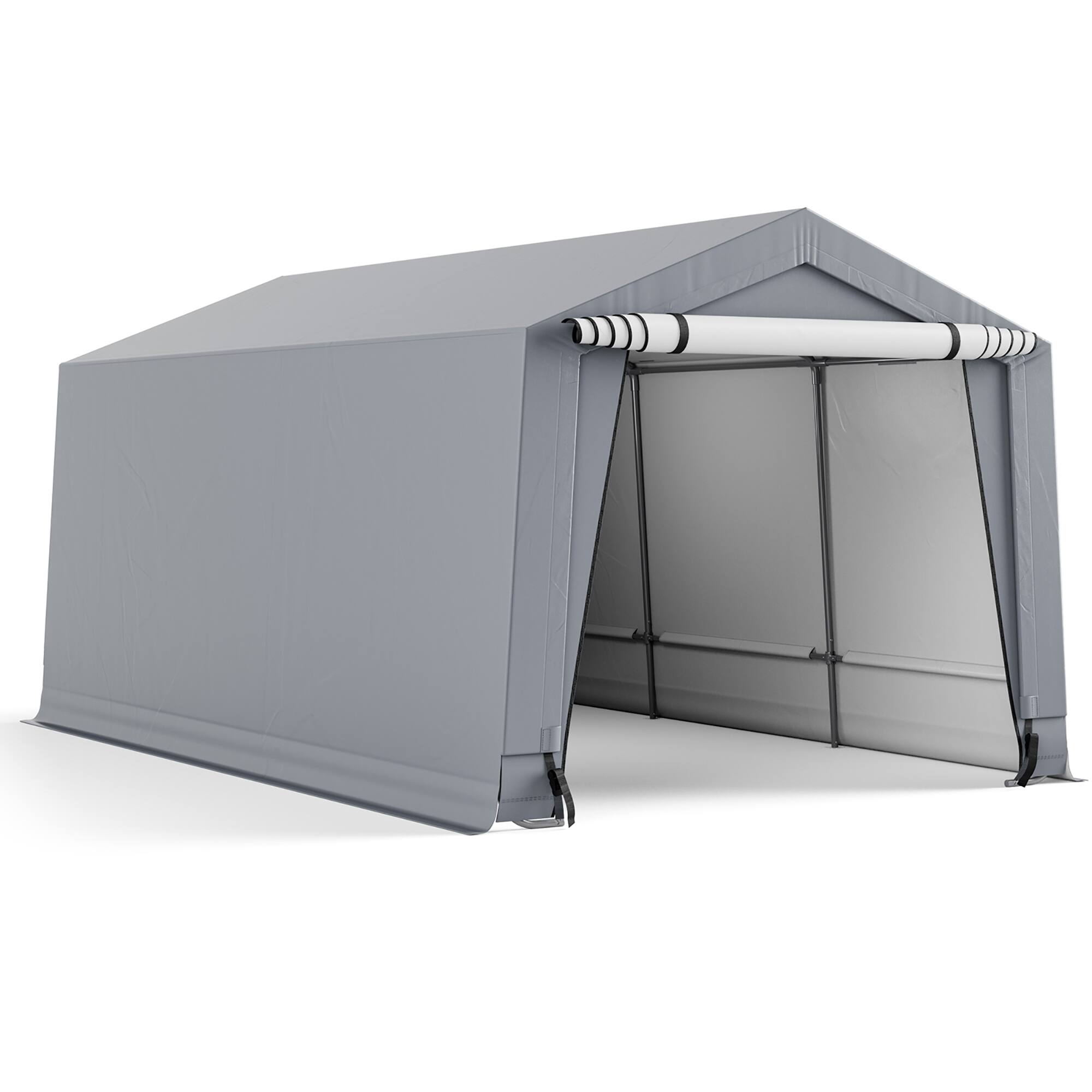 Alt View 7. Costway - Costway 10.2' X 20.4' Heavy-Duty Carport Car Canopy Shelter Outdoor Portable Garage Door - Grey.
