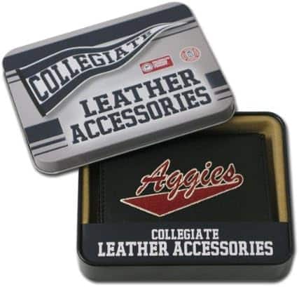 Rico Industries - New Mexico State University Aggies Embroidered Black Leather Tri-fold Wallet - Multi