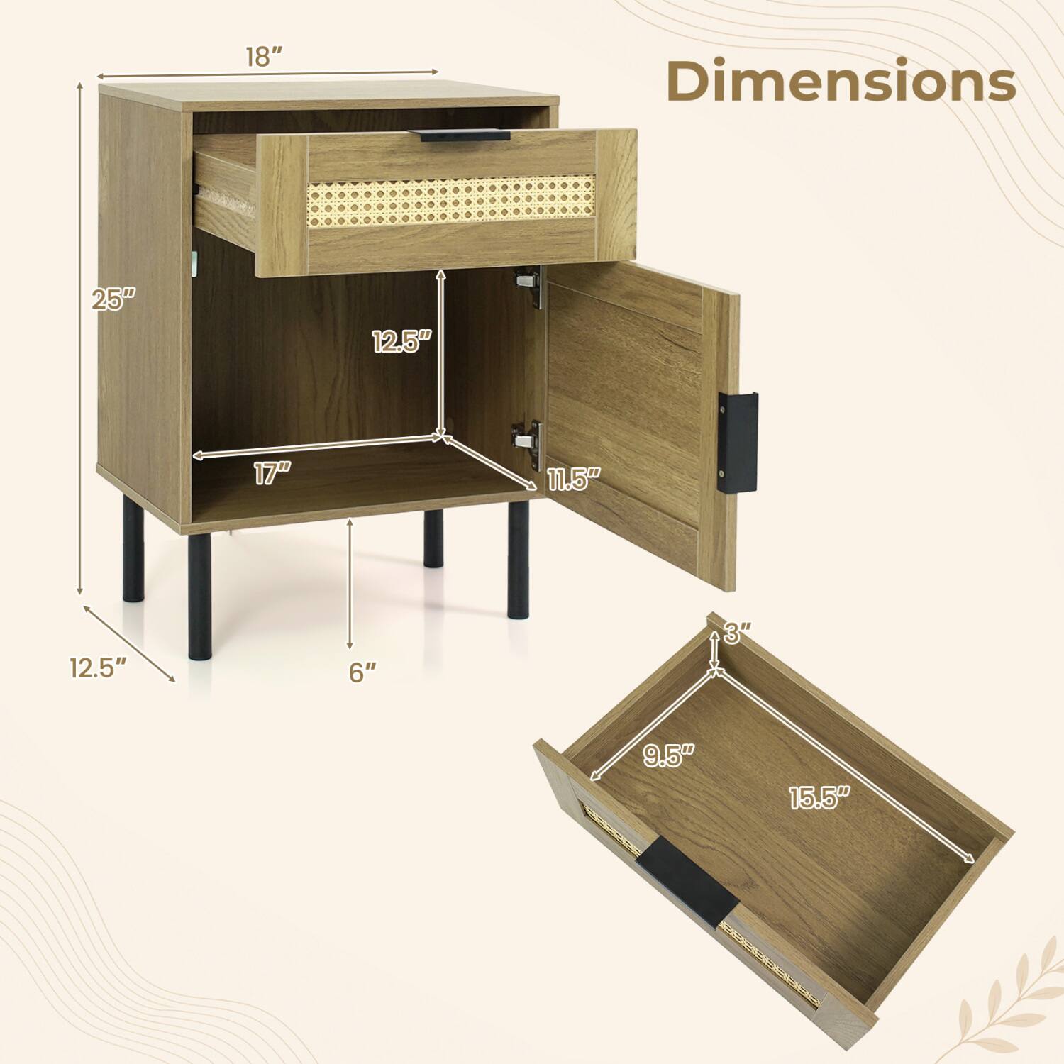 18"  
Dimensions  
25"  
12.5"  
17"  
11.5"  
12.5"  
6"  
3"  
9.5"  
15.5"