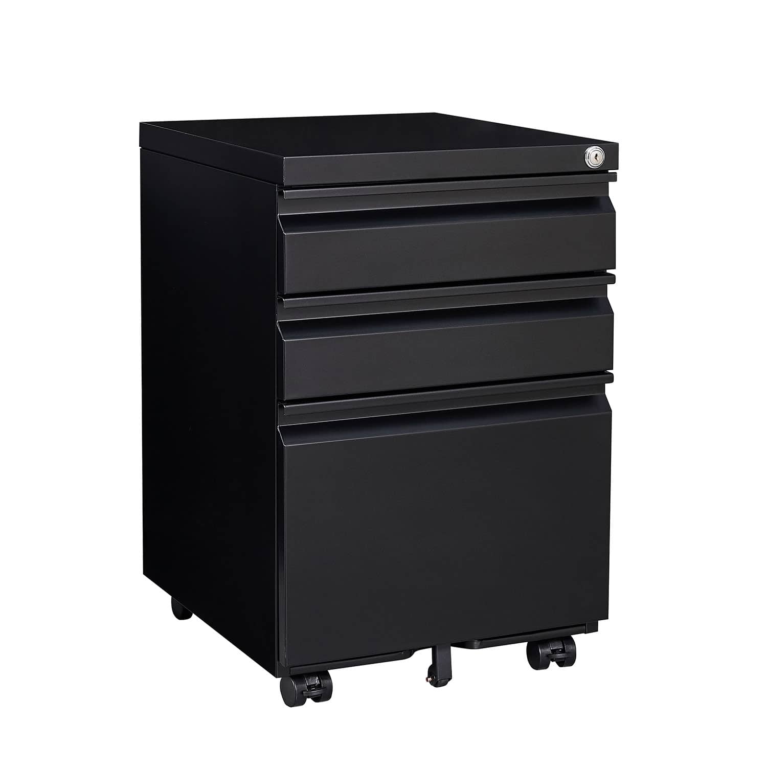 Dexmalle - Dexmalle-3-Drawer Mobile Filing Cabinet with Lock-Black