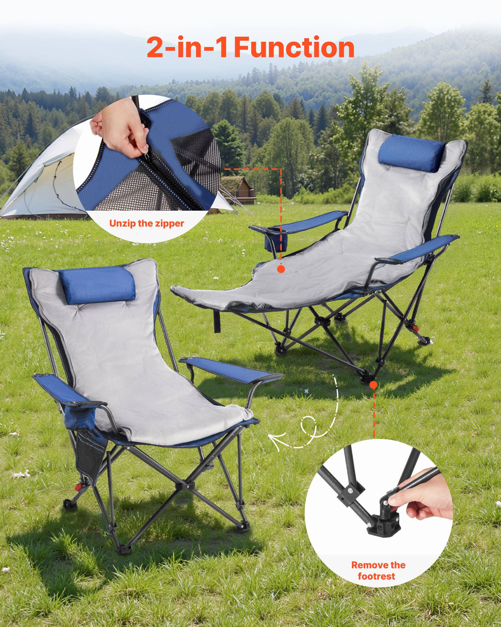 2-in-1 Function

Unzip the zipper

Remove the footrest