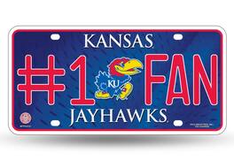 Rico Industries - Kansas Jayhawks #1 Fan Metal License Plate Tag - Number One! Let's Go - Multi