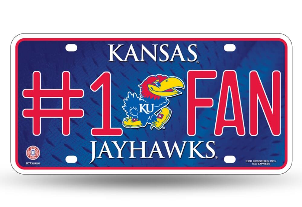 Kansas Jayhawks #1 Fan Metal License Plate Auto Tag