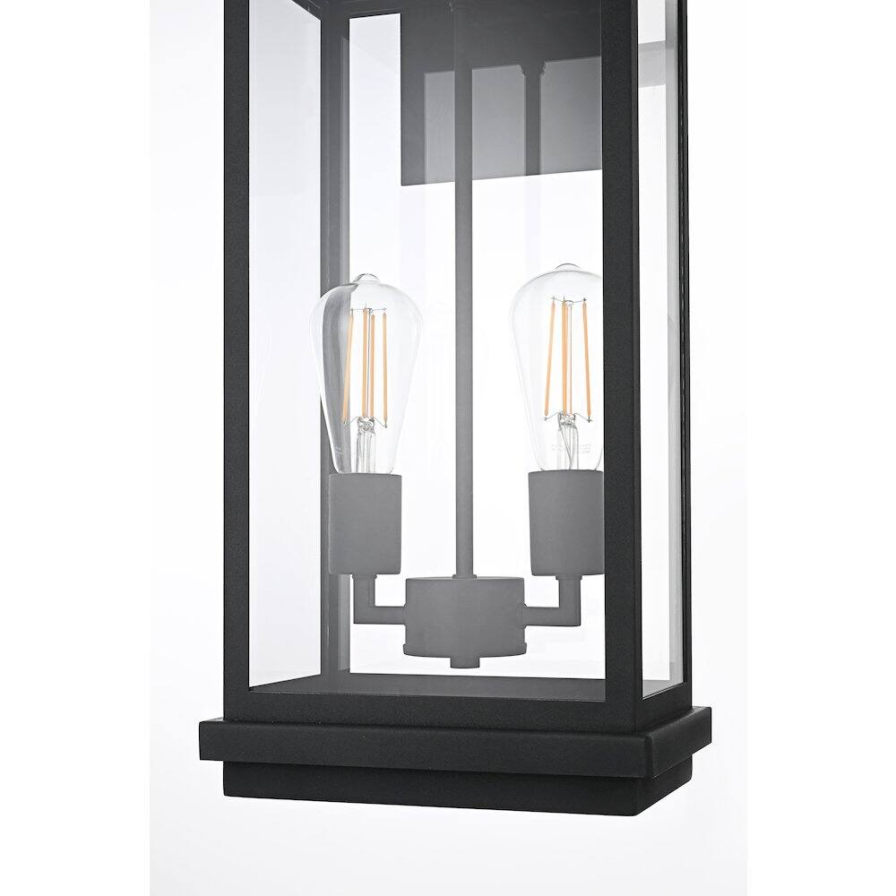Alt View 2. Elegant Lighting - Theodore 9 Inch Outdoor Wall Sconce In Black - Black.