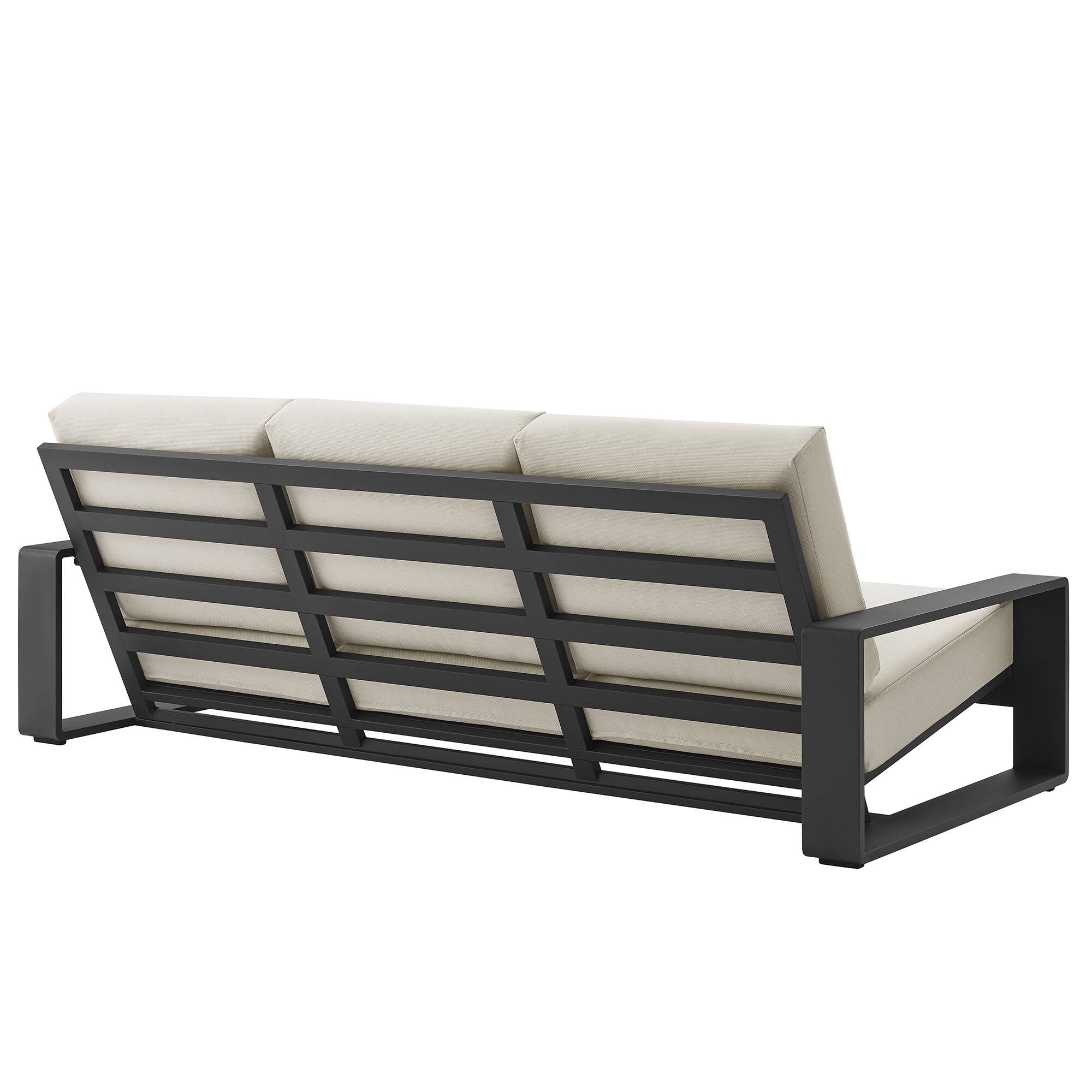 Alt View 4. Modway - Lirienne 4-Piece Outdoor Patio Aluminum Furniture Set - Powder-Coated Frame, Foam-Cushioned Seats - Cream.