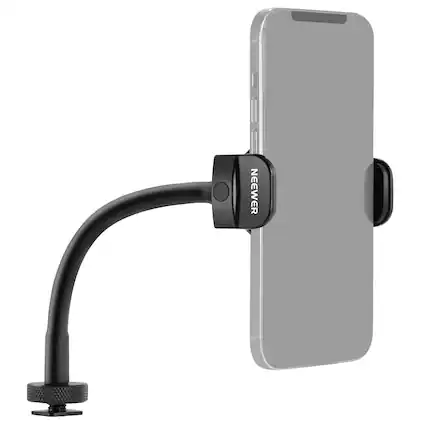 Front. Neewer - Flexible Phone Holder with Cold Shoe - 360° Clamp for Ring Light, LED Video Light & iPhone - Black.