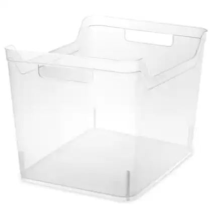 Front. Sterilite - Sterilite Wide Shelf Home Office Storage Organizing Plastic Bin, 6 Pack, Clear - Clear.