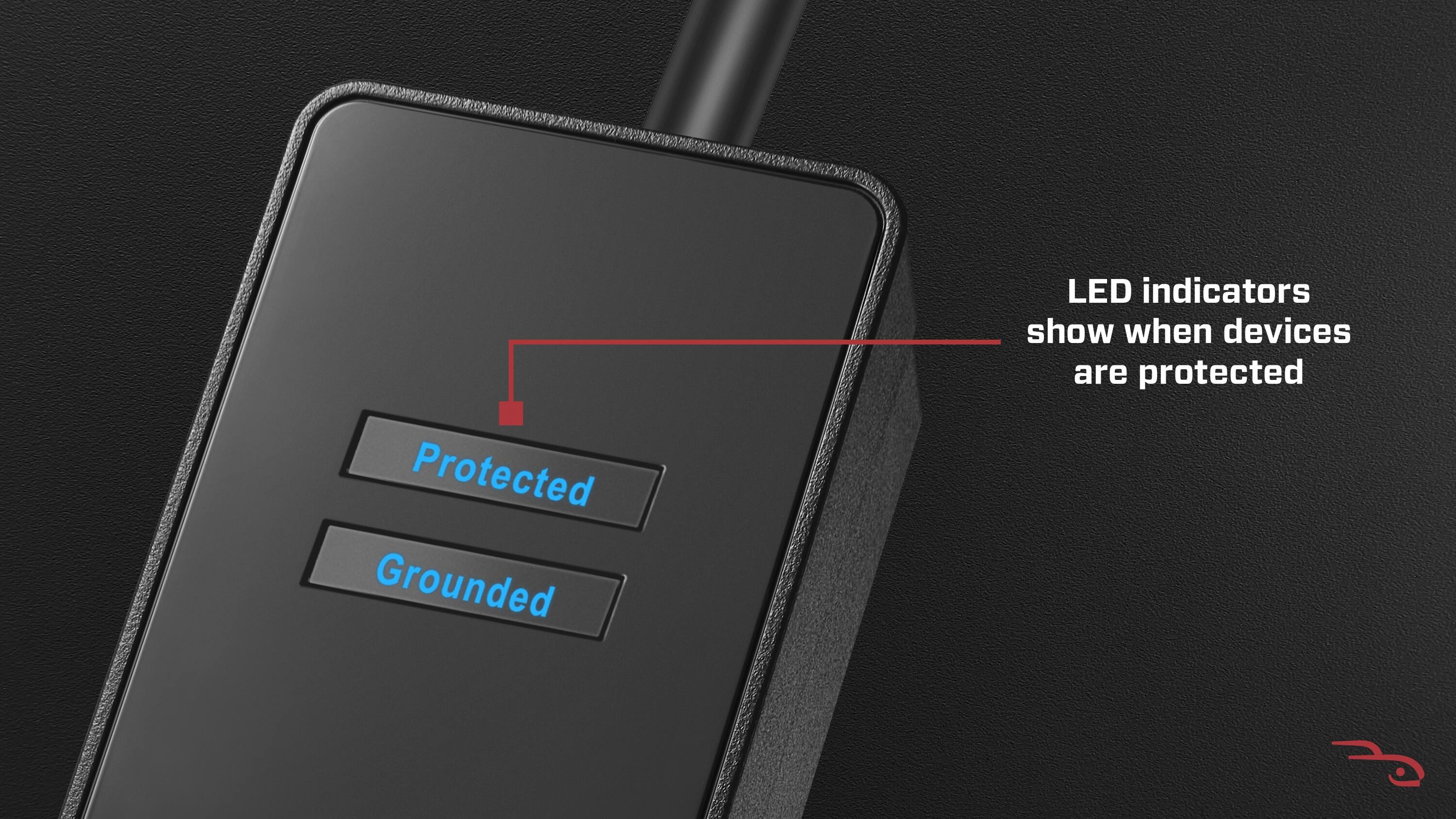 Protected Grounded LED indicators show when devices are protected.