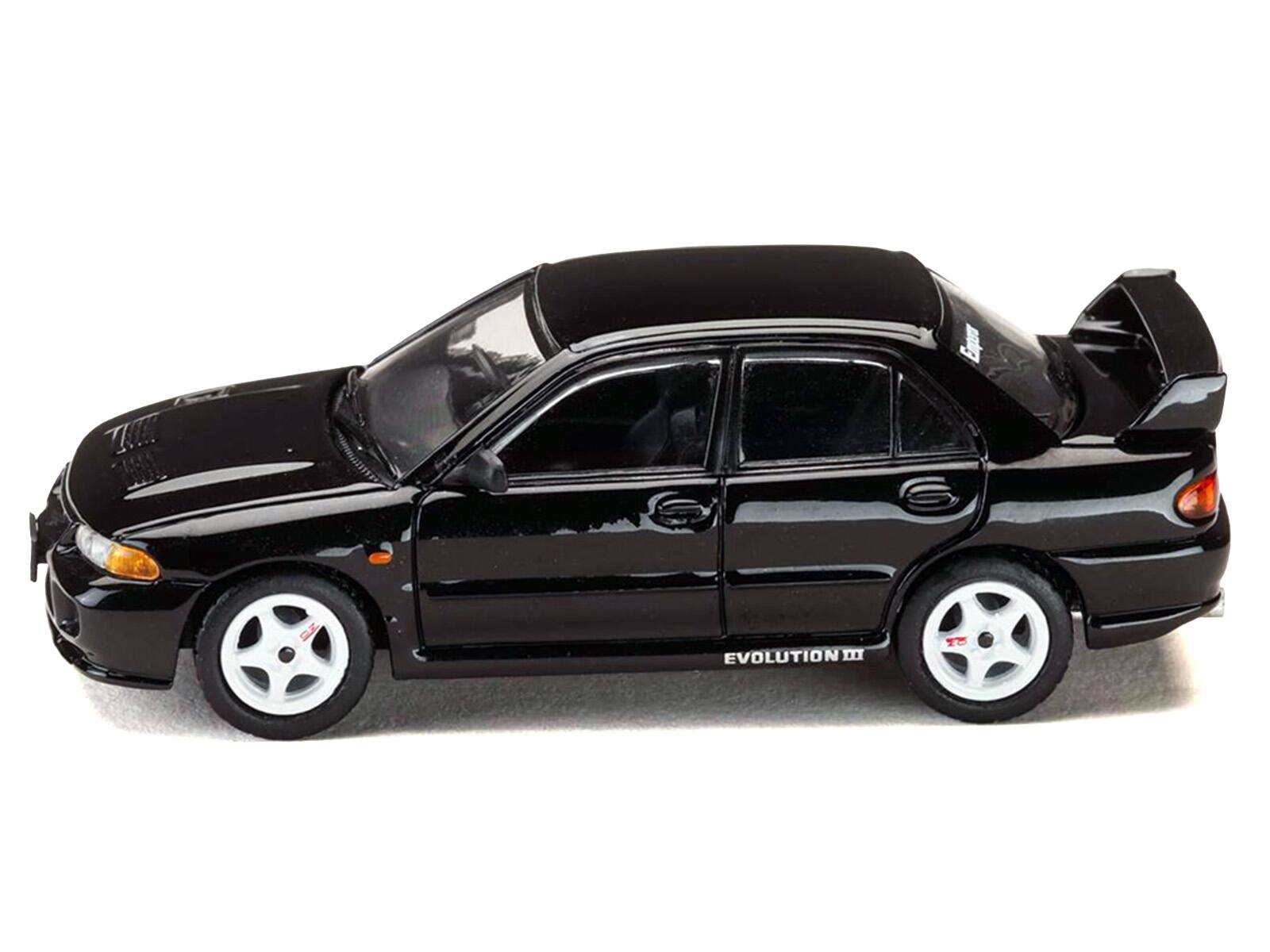 Alt View 1. Hobby Japan - Mitsubishi Lancer RS Evolution III RHD Black "Initial D" (1995-2013) Manga Diorama Set 1/64 Model Car by Hobby Japan.