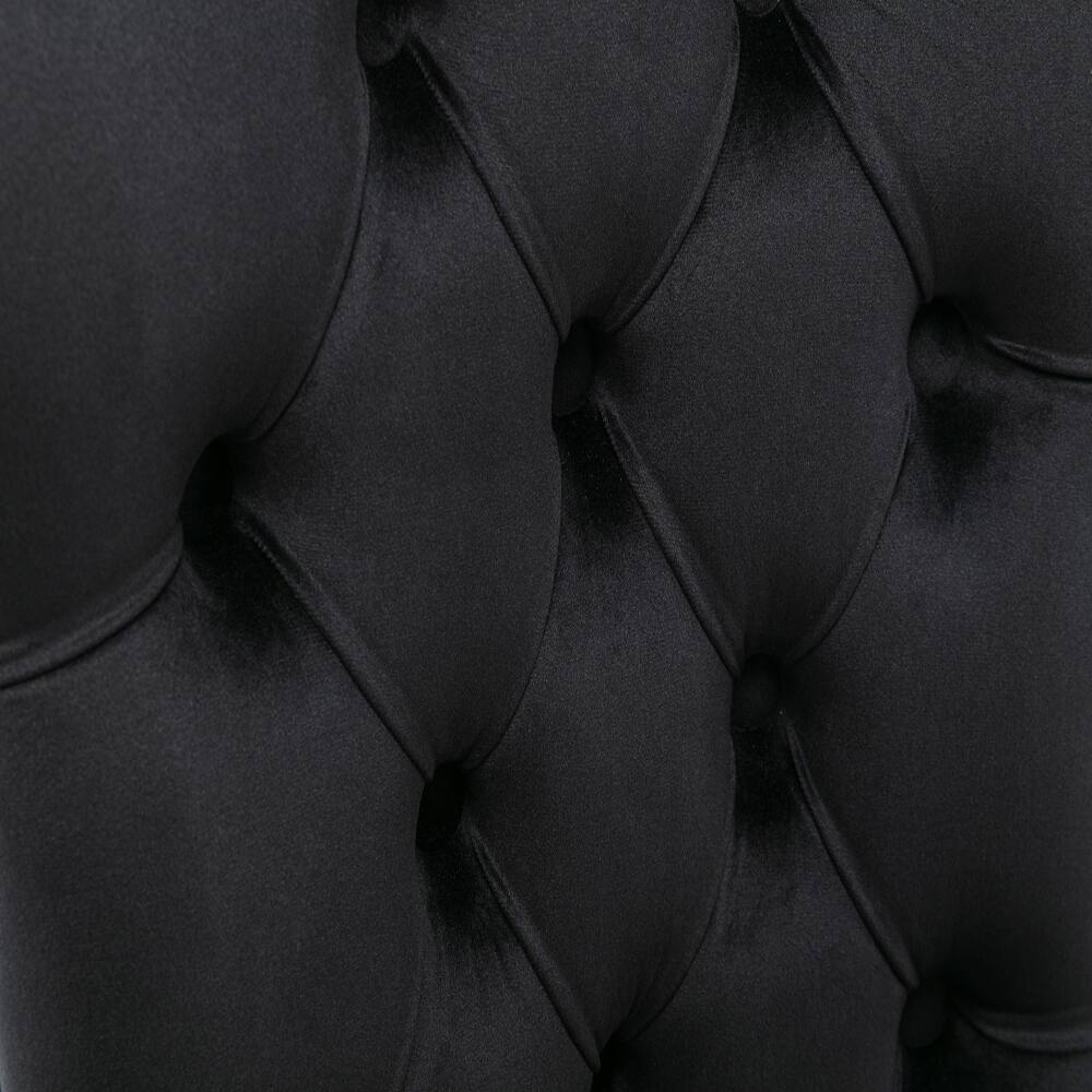 Alt View 6. Loheer - Loheer Black Velvet Dining Chairs Set of 2 Tufted Solid Wood Nailhead Trim - Black.